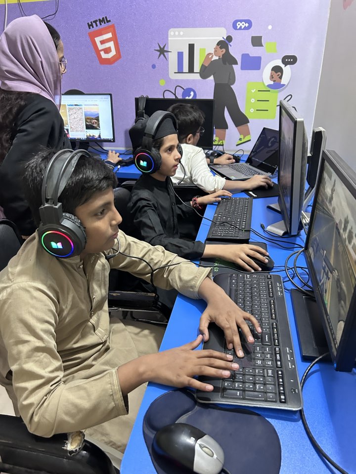 Students learning computers